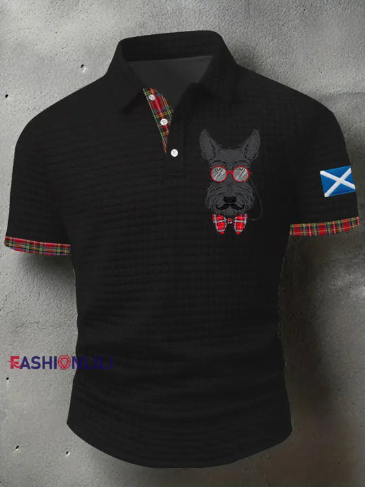 Men’s Scottish Flag Scottish Terrier Short Sleeve Top Black / S