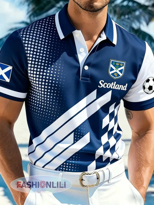 Men’s Scottish Football Match Cheering Art Print Short-Sleeve Polo - A / S