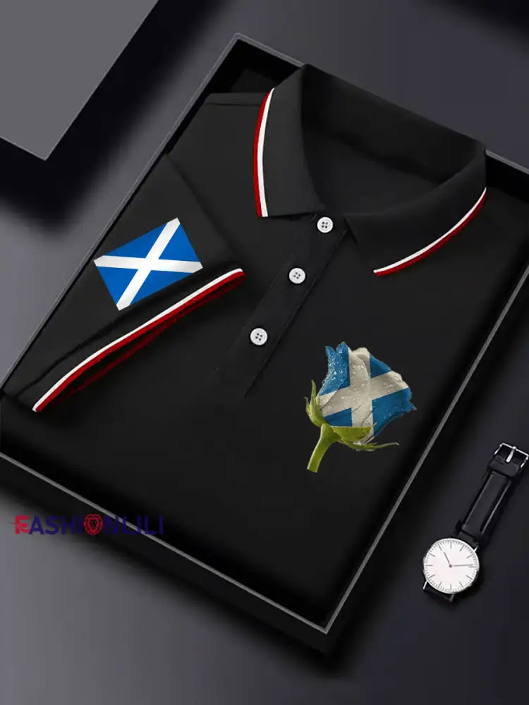 Men’s Scottish Rose short sleeve shirt Black / S