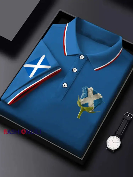Men’s Scottish Rose short sleeve shirt Blue / S