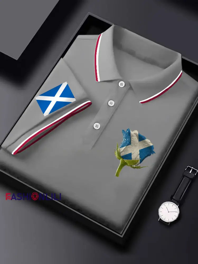 Men’s Scottish Rose short sleeve shirt Light Gray / S