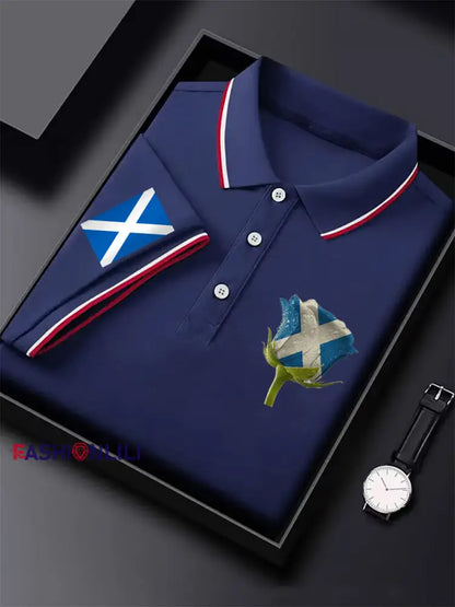 Men’s Scottish Rose short sleeve shirt Navy Blue / S