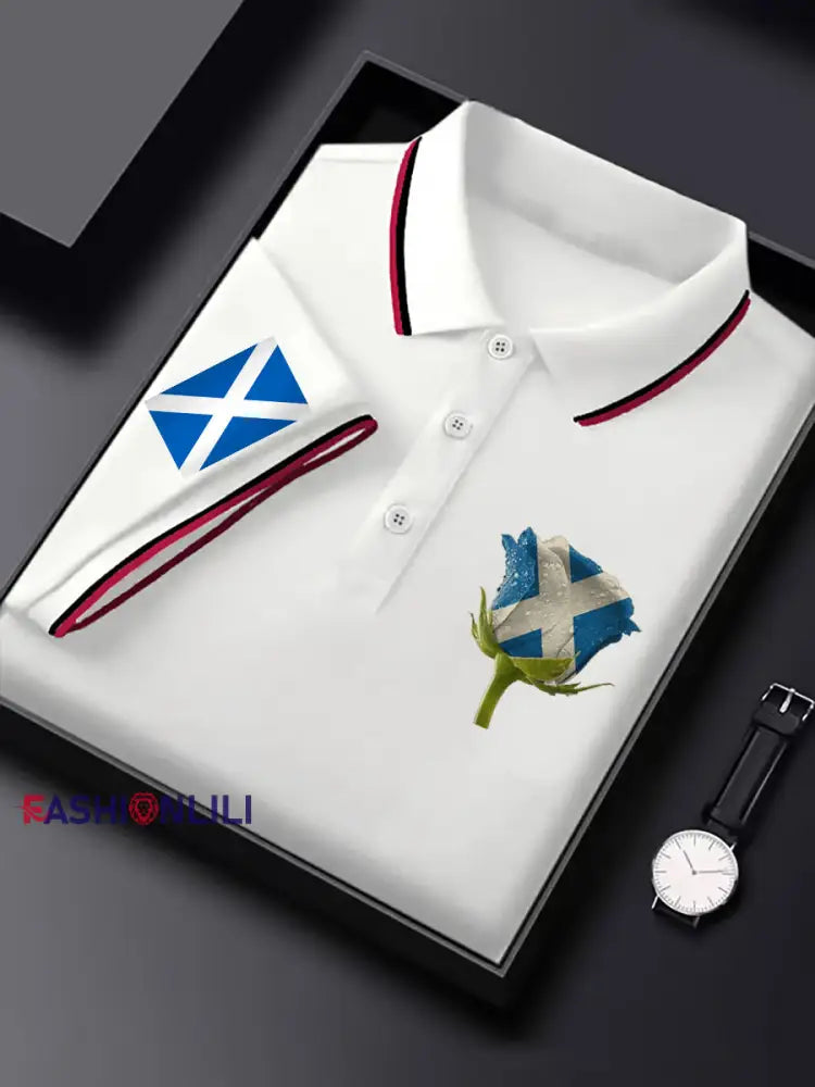 Men’s Scottish Rose short sleeve shirt White / S