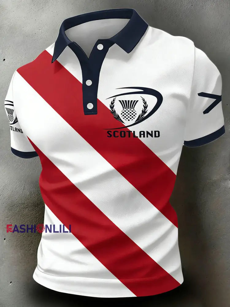 Men’s Scottish Rugby Print Polo Shirt A / S