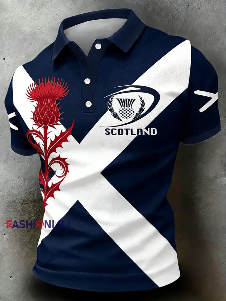Men’s Scottish Rugby Print Polo Shirt A / S