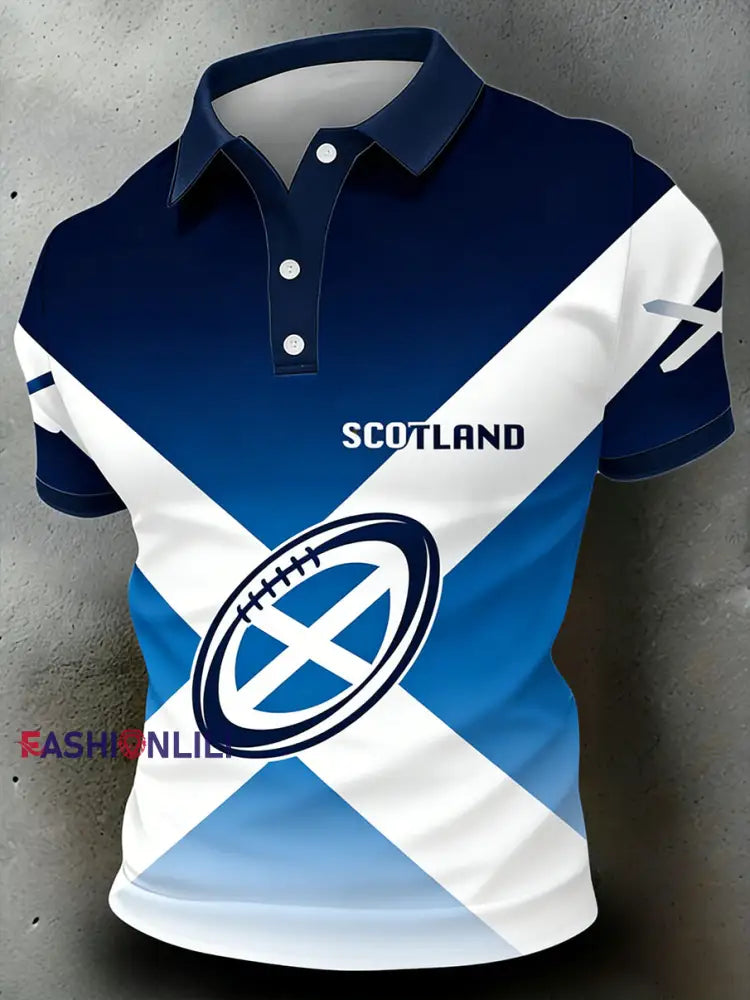 Men’s Scottish rugby print polo shirt A / S