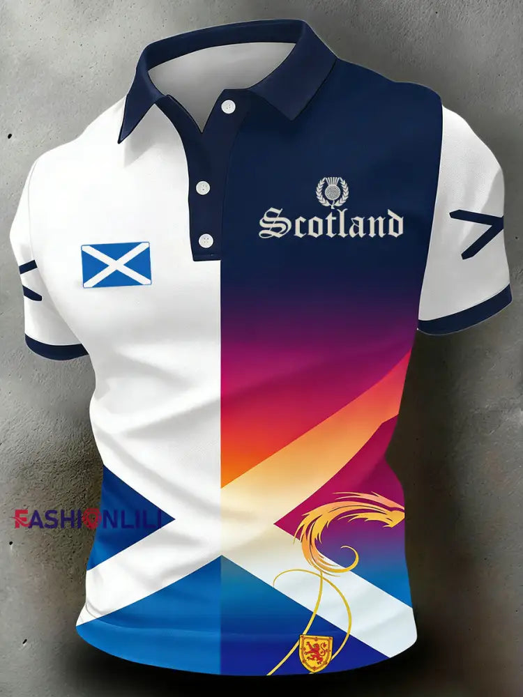 Men’s Scottish Rugby Print Polo Shirt A / S