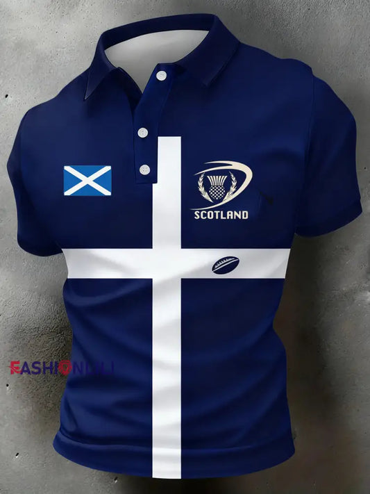 Men’s Scottish Rugby Print Polo Shirt A / S