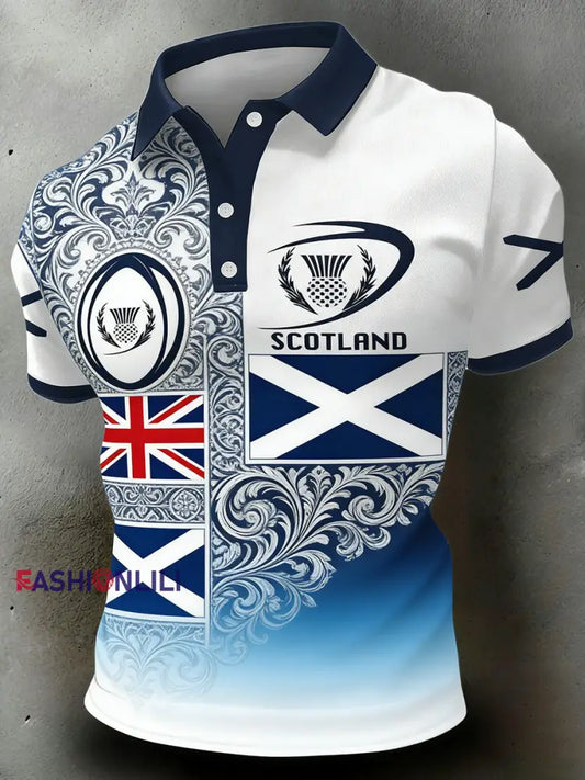 Men’s Scottish Rugby Print Polo Shirt A / S