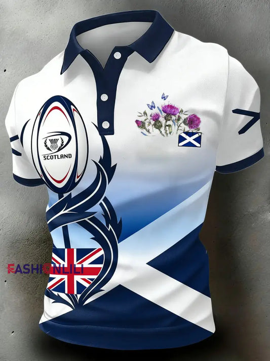 Men’s Scottish Rugby Print Polo Shirt A / S