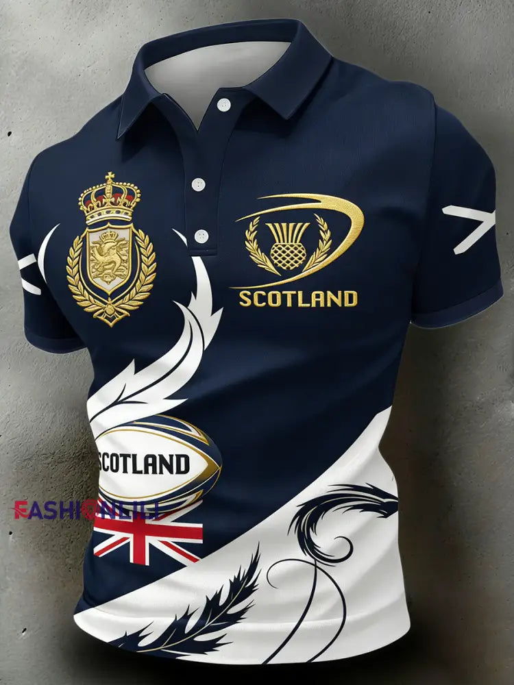 Men’s Scottish rugby print polo shirt A / S