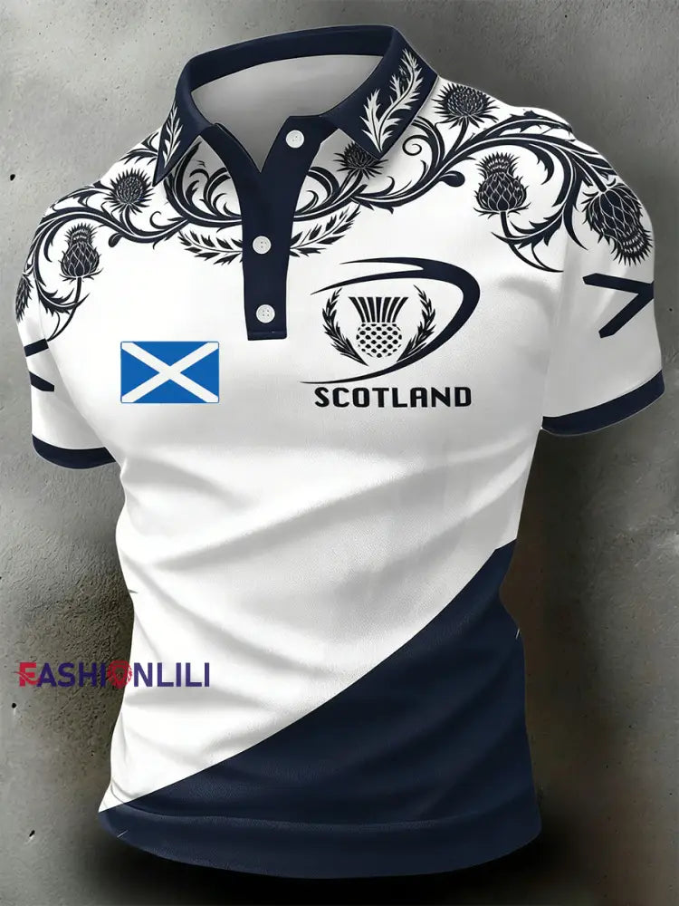Men’s Scottish Rugby Print Polo Shirt A / S