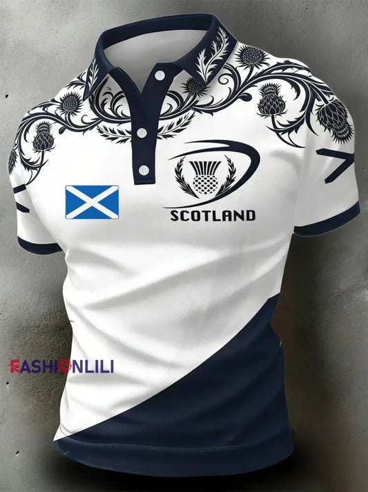 Men’s Scottish Rugby Print Polo Shirt A / S