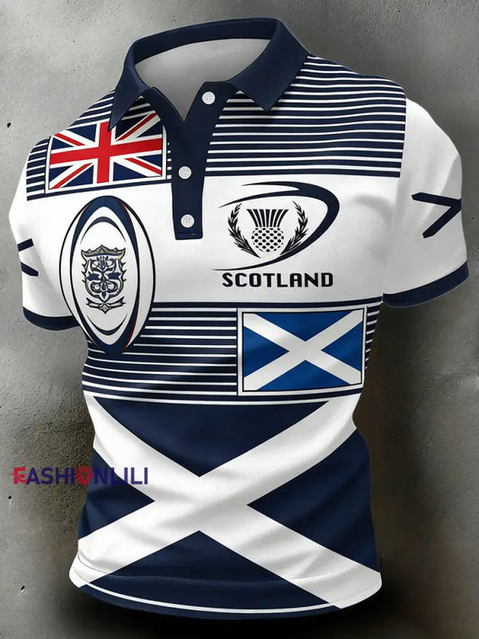 Men’s Scottish Rugby Print Polo Shirt A / S