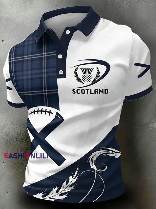 Men’s Scottish Rugby Print Polo Shirt A / S
