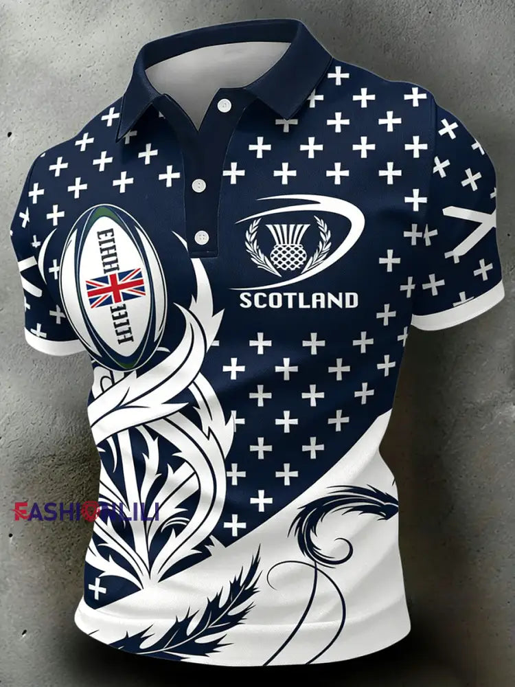 Men’s Scottish Rugby Print Polo Shirt A / S