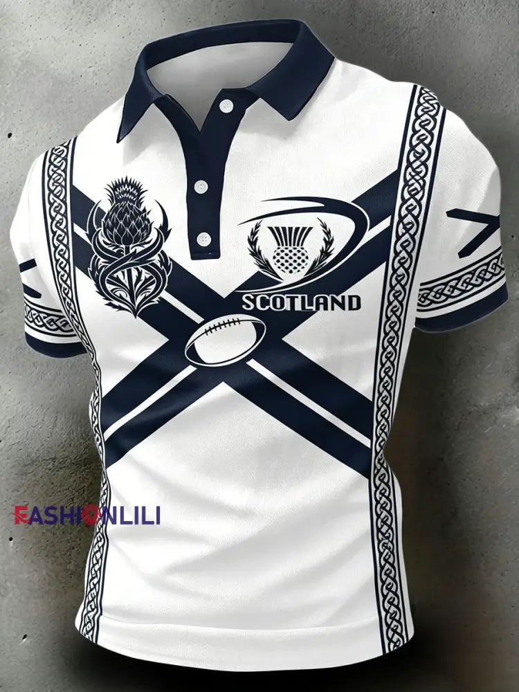 Men’s Scottish rugby print polo shirt A / S