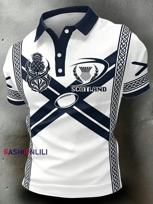 Men’s Scottish rugby print polo shirt A / S