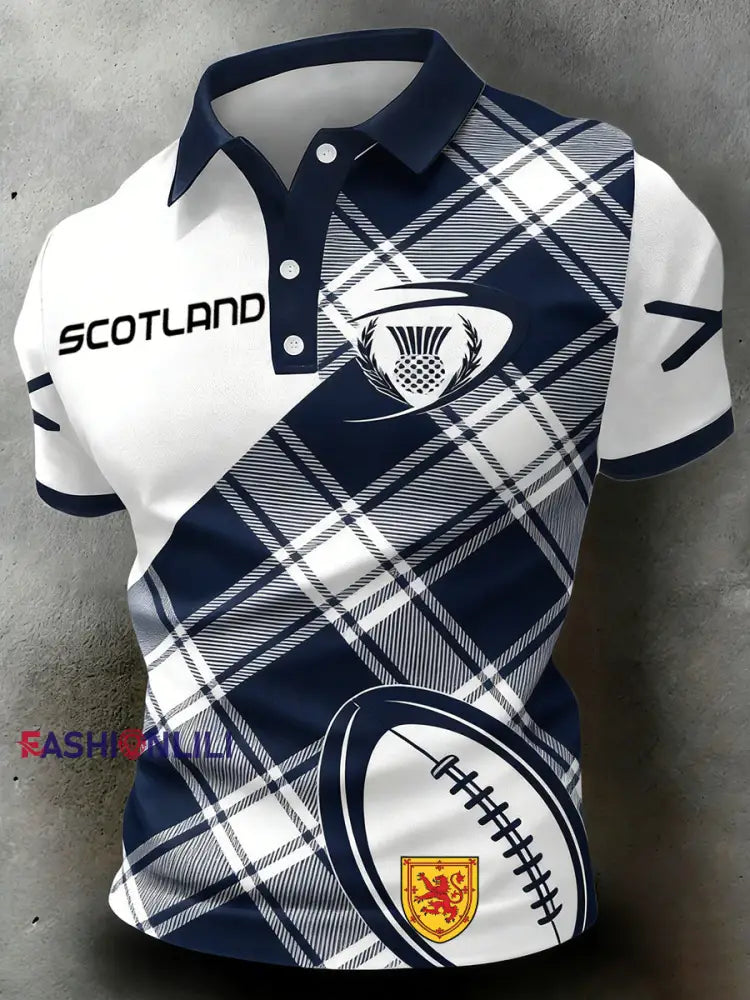 Men’s Scottish Rugby Print Polo Shirt A / S