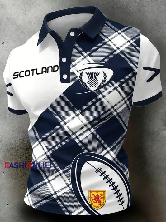 Men’s Scottish Rugby Print Polo Shirt A / S
