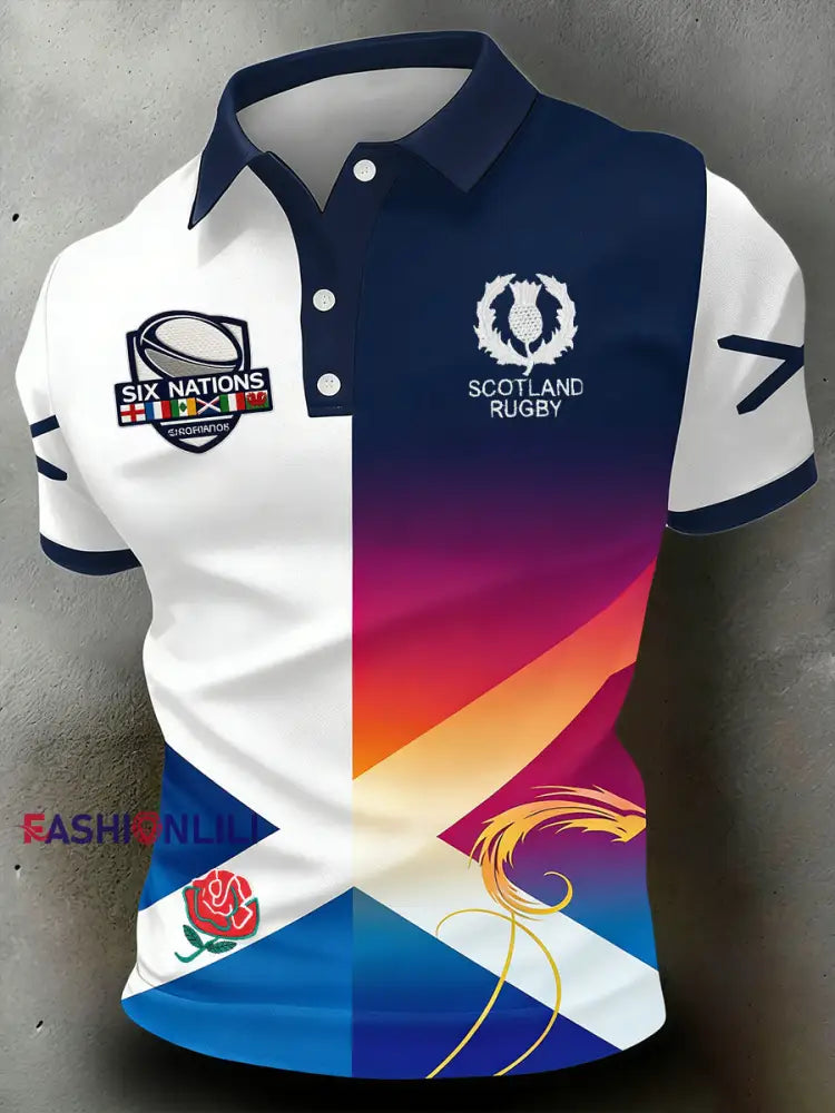 Men’s Scottish Rugby Print Polo Shirt A / S