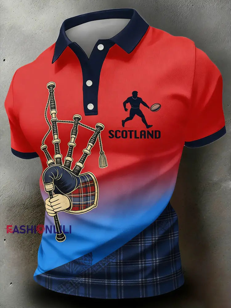 Men’s Scottish Rugby Print Polo Shirt A / S