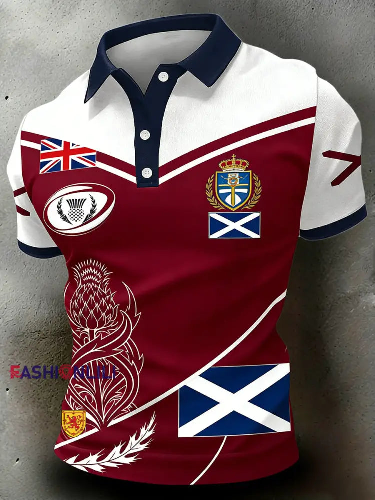 Men’s Scottish Rugby Print Polo Shirt A / S