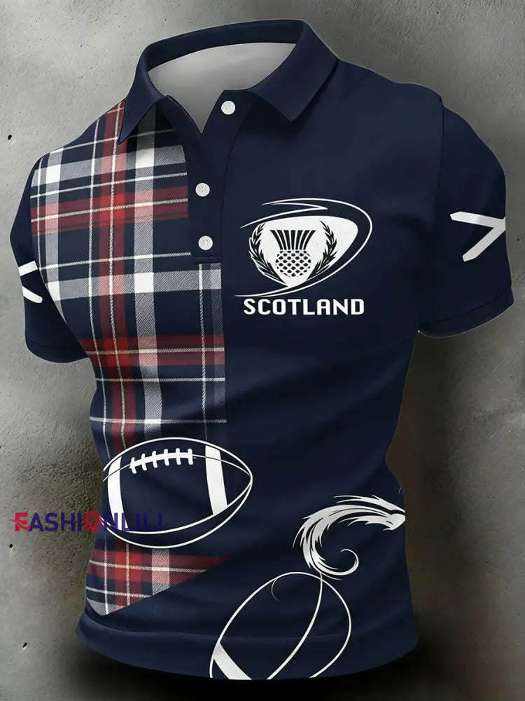 Men’s Scottish rugby print polo shirt A / S