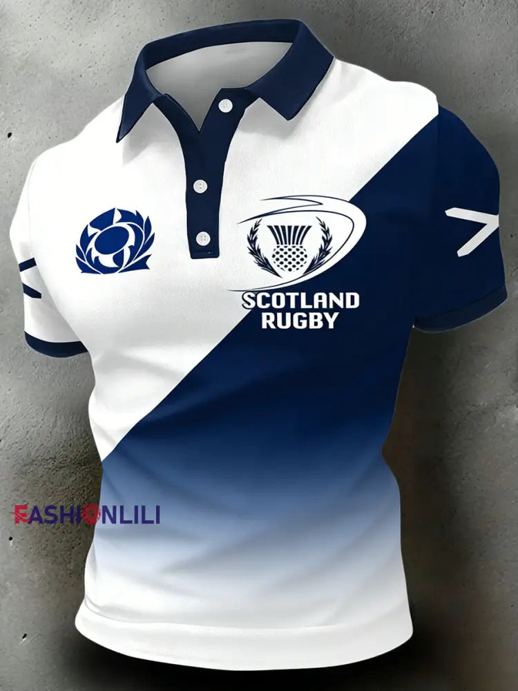Men’s Scottish rugby print polo shirt A / S