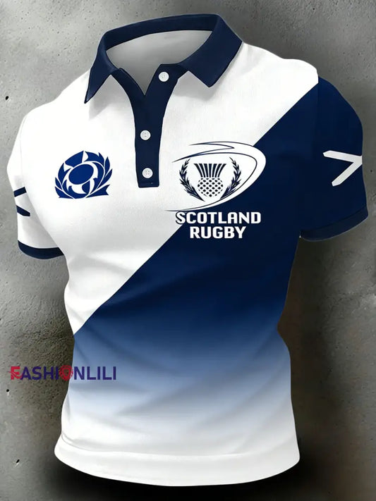 Men’s Scottish rugby print polo shirt A / S