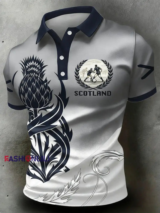 Men’s Scottish rugby print polo shirt A / S