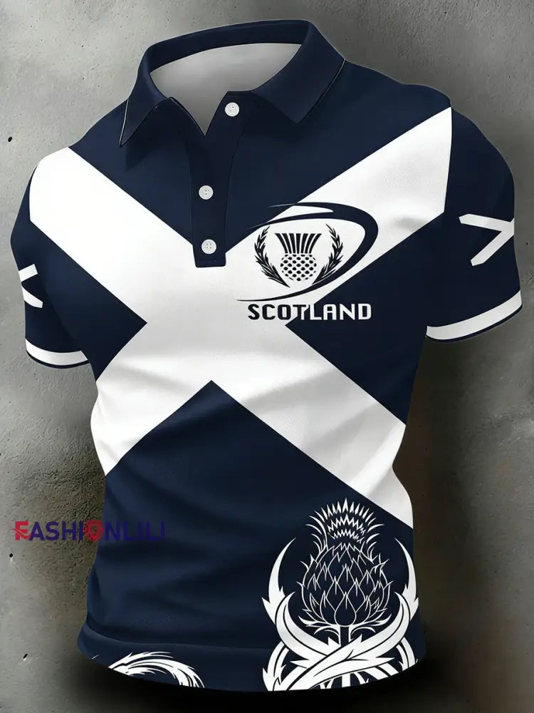Men’s Scottish rugby print polo shirt A / S