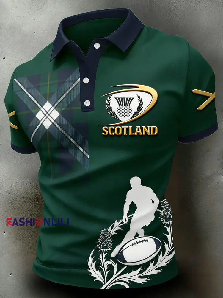 Men’s Scottish rugby print polo shirt A / S