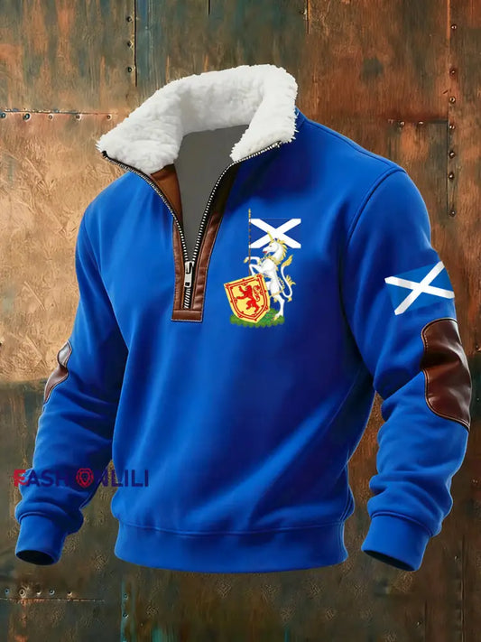 Men’s Scottish Unicorn baggy zip-up hoodie Royal Blue / S