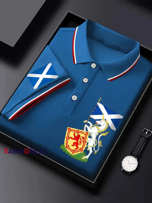 Men’s Scottish Unicorn short sleeve shirt Blue / S