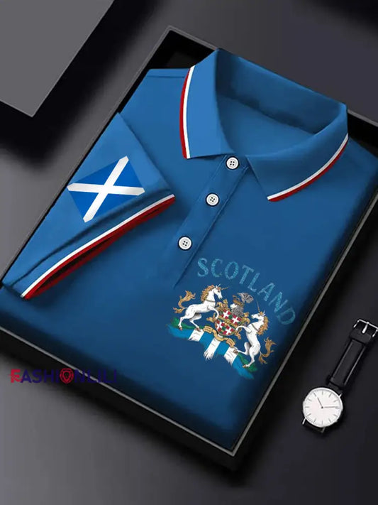 Men’s Scottish Unicorn short sleeve shirt Blue / S