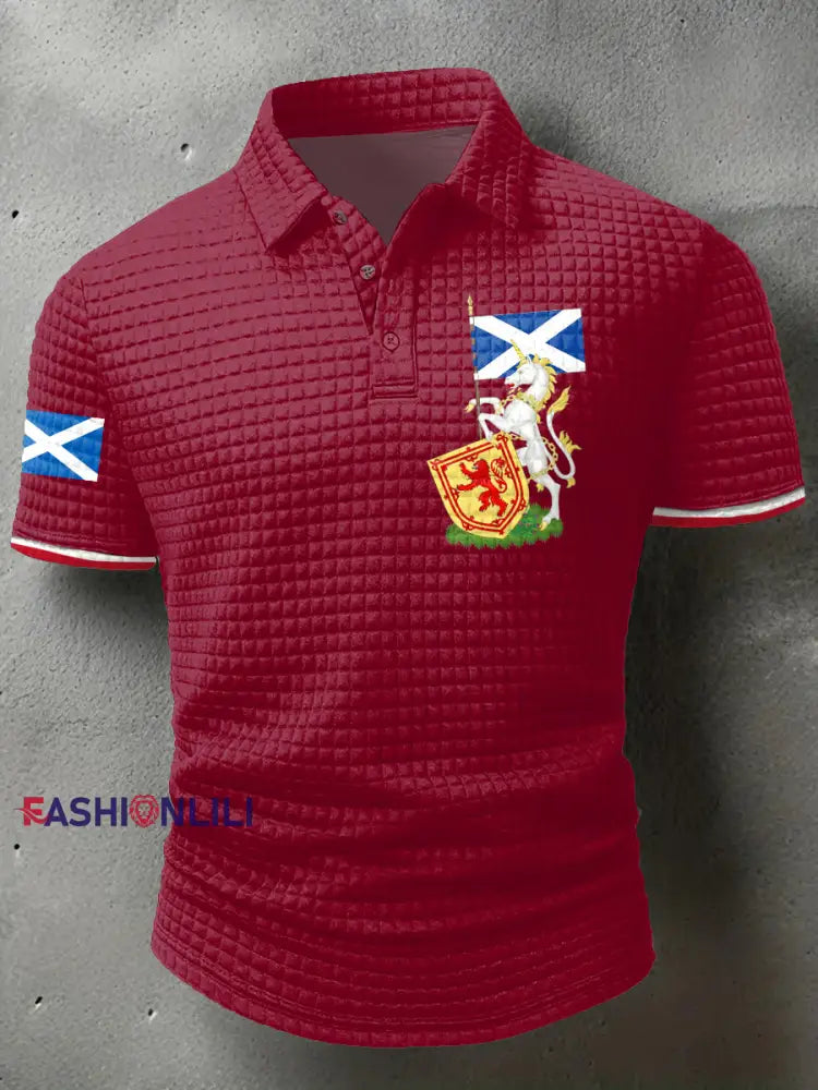 Men’s Scottish Unicorn short sleeve shirt Deep Red / S