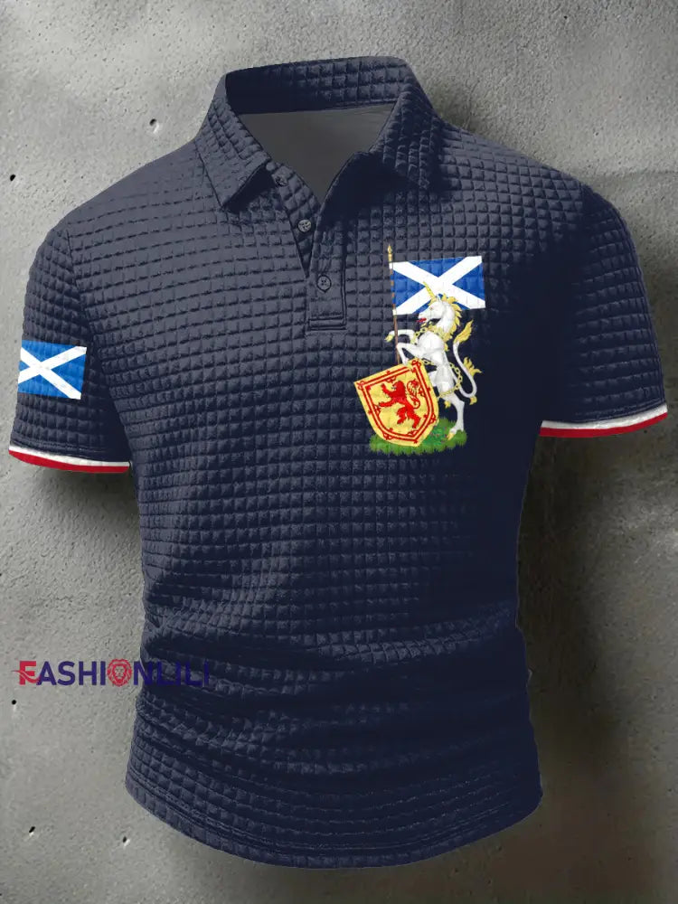 Men’s Scottish Unicorn short sleeve shirt Navy Blue / S
