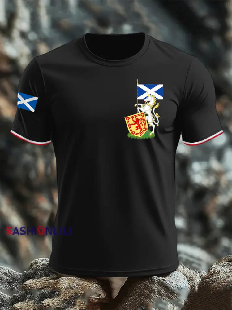 Men’s Scottish Unicorn short sleeves T-shirt Black / S