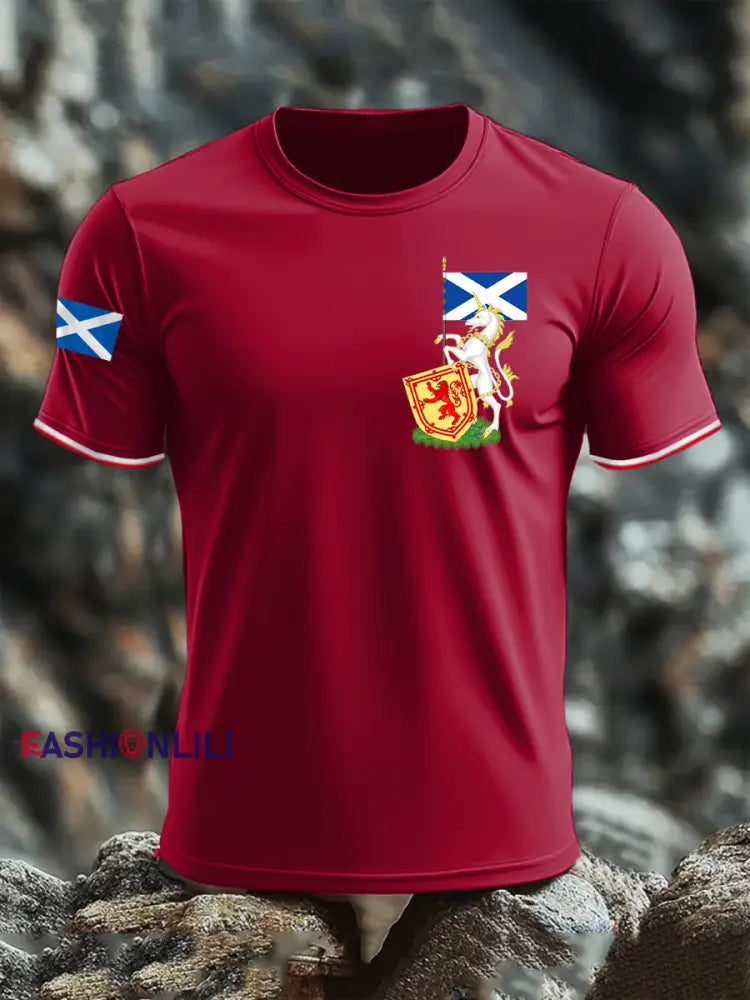 Men’s Scottish Unicorn short sleeves T-shirt Deep Red / S