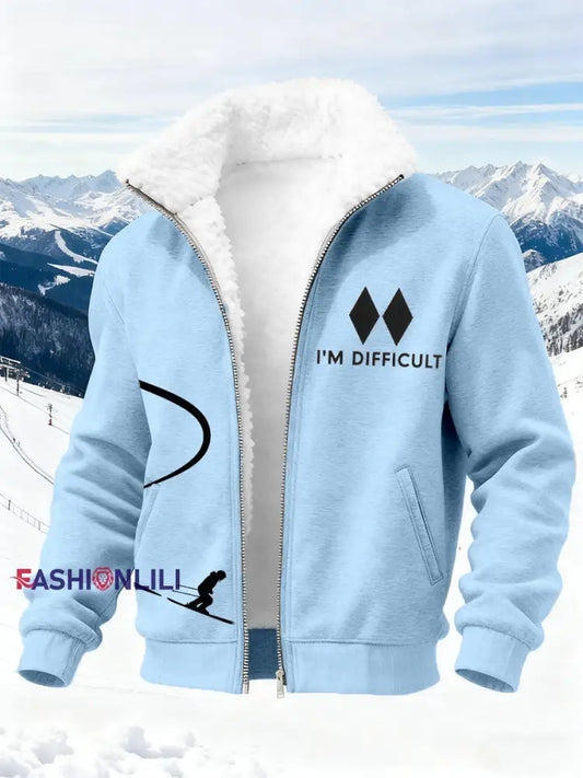 Men’s Ski Art Print Cardigan Blue / S