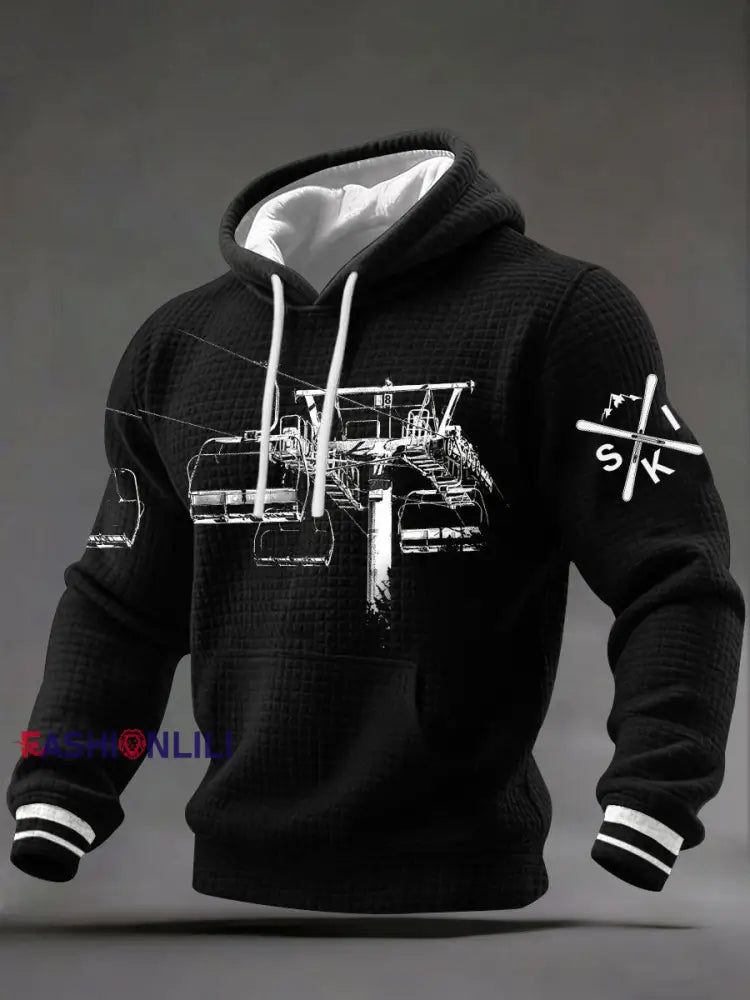 Men’s Ski cable car Hoodies Black / S