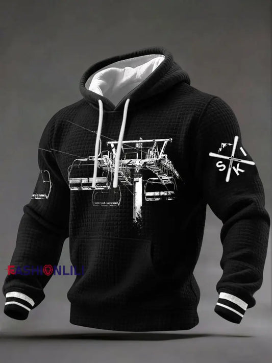 Men’s Ski cable car Hoodies Black / S