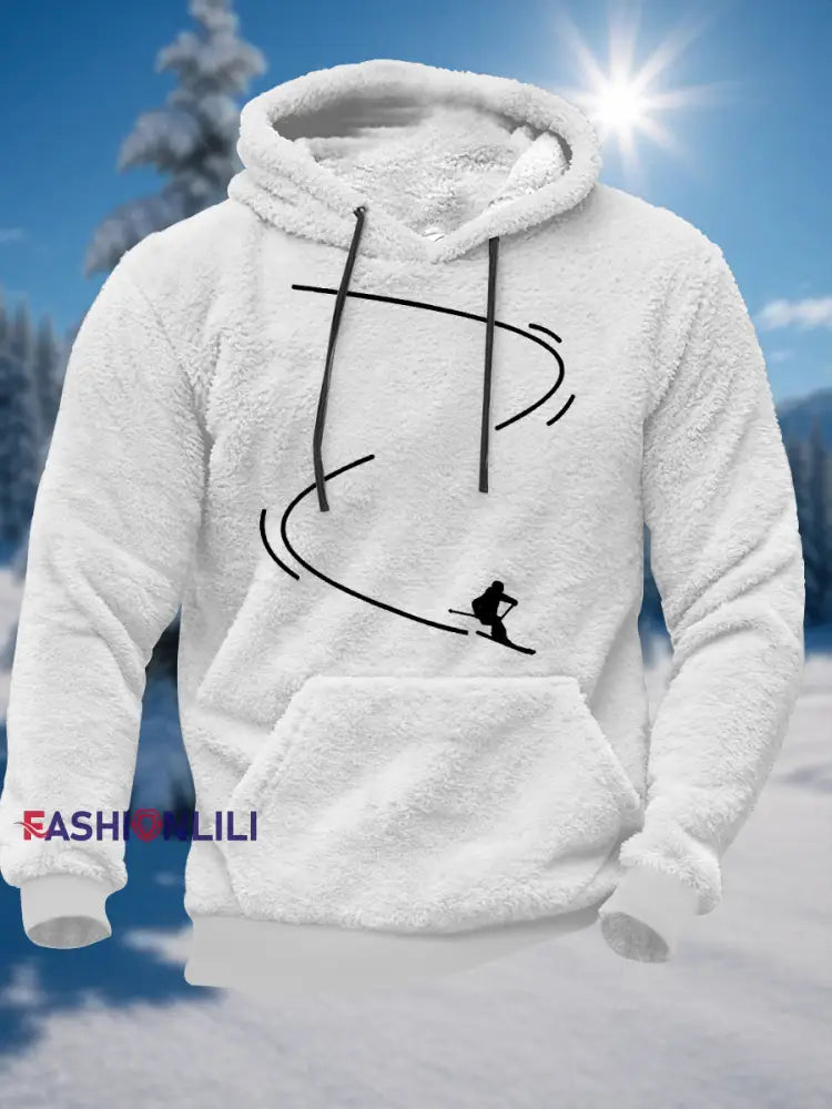 Men’s Ski Enthusiast Fleece Hoodie White / S