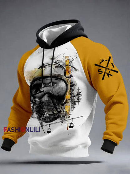 Men’s Ski Hoodies Orange-Yellow / S