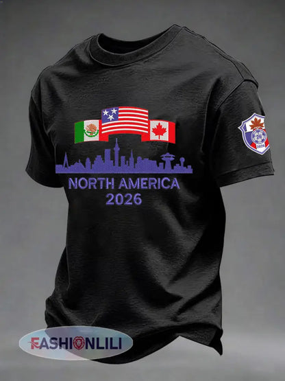 Men’s Soccer 2026 Printed Casual T-Shirt - Black / S