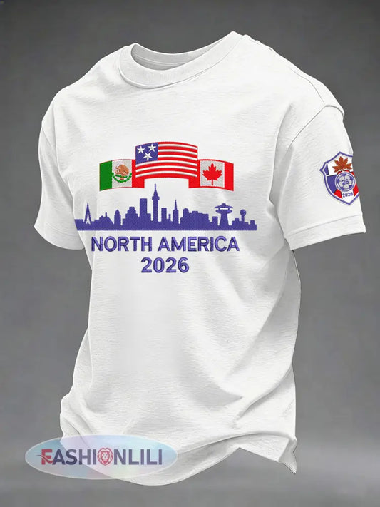 Men’s Soccer 2026 Printed Casual T-Shirt - White / S