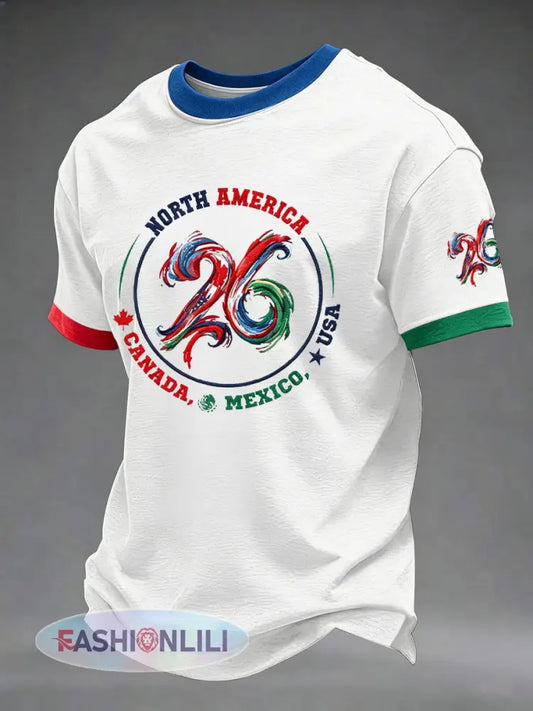 Men’s Soccer 2026 Printed Casual T-Shirt - White / S