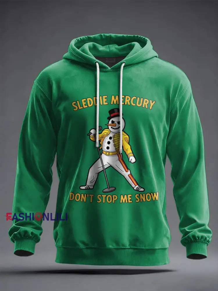 Men’s Thanks God It’s Christmas Rock Band Inspired Hoodie Green / S