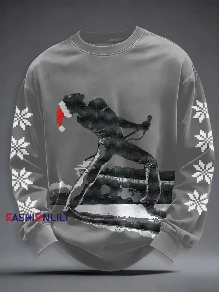 Men’s Thanks God It’s Christmas Rock Band Inspired Sweatshirt Gray / S